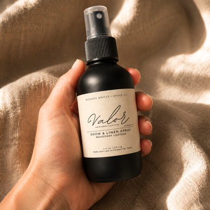 Valor | Mahogany Leather | 4oz Room & Linen Spray